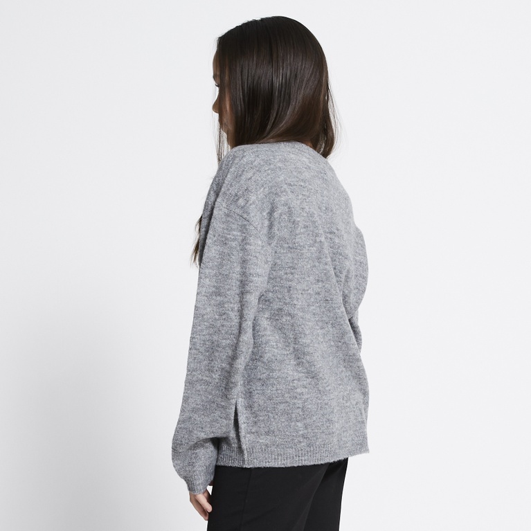 Basic knit sweater "Signe star" Grey Melange